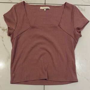 Women's Ribbed Short Sleeve Tee in Mauve
